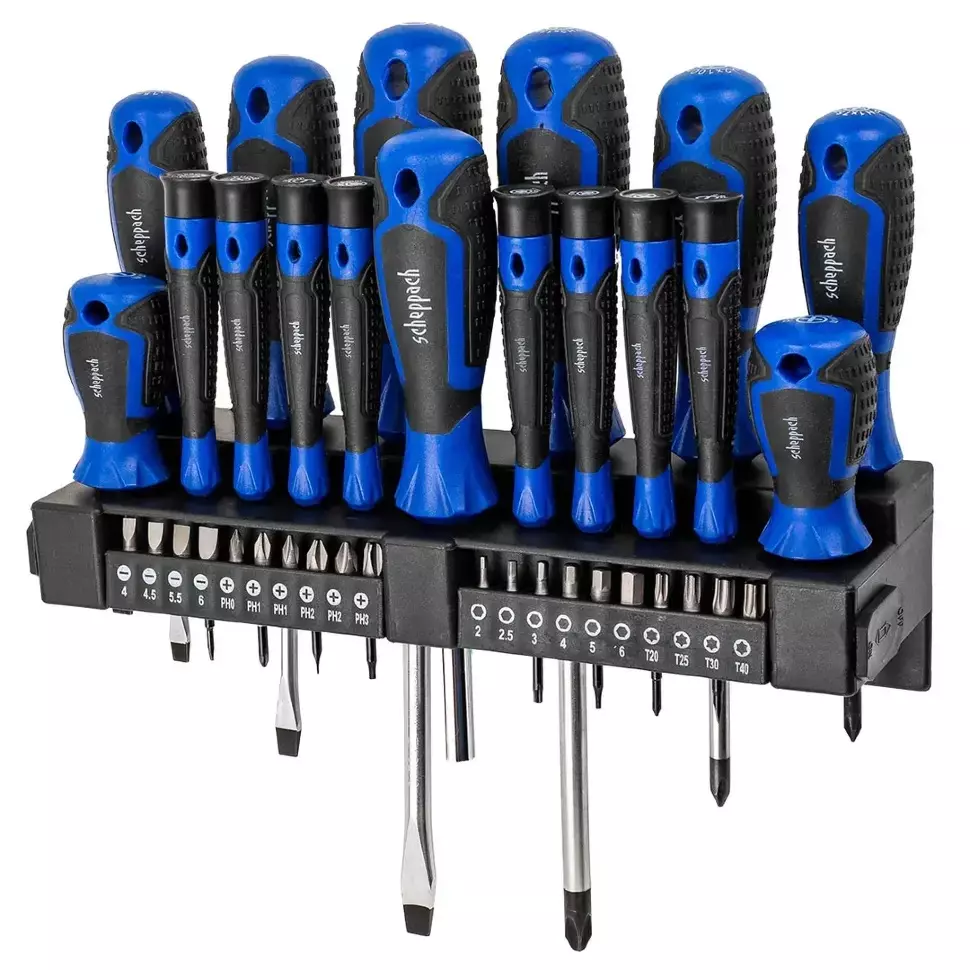 Scheppach 37 Pcs Screwdriver Set with Bits Straight CR-V, Sch-7037B