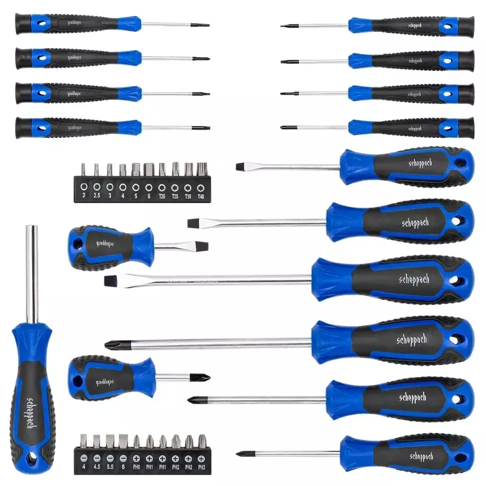 Scheppach 37 Pcs Screwdriver Set with Bits Straight CR-V, Sch-7037B