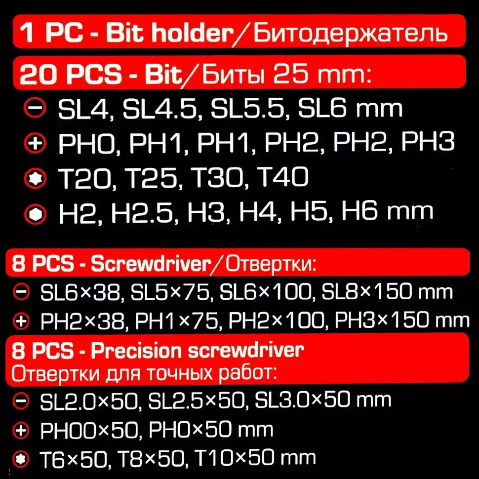Scheppach 37 Pcs Screwdriver Set with Bits Straight CR-V, Sch-7037B