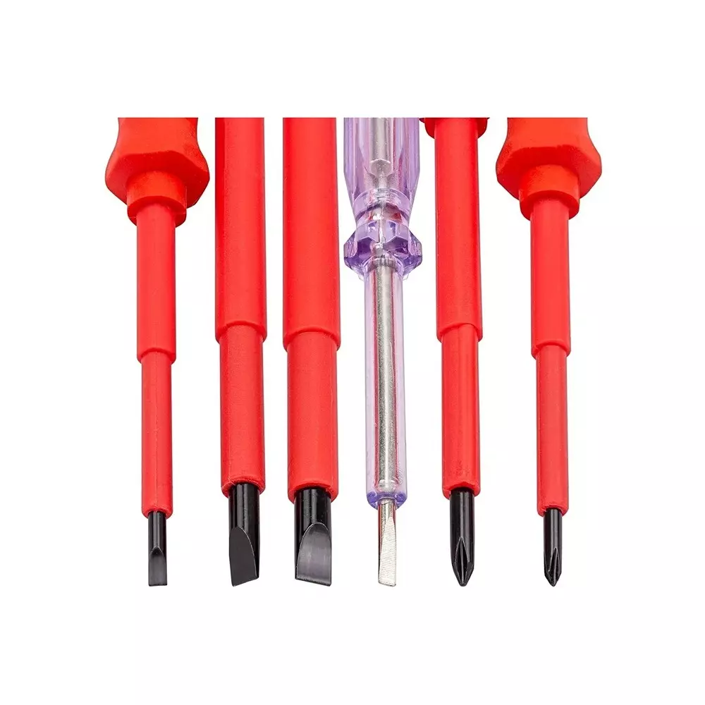 Rock Force Dielectric Screwdriver Set Steel SL 3, 5 & 6:, PH 0 & 1 Slotted PH, SL Straight Handle, RF-2828 (Pack of 6 Pcs)