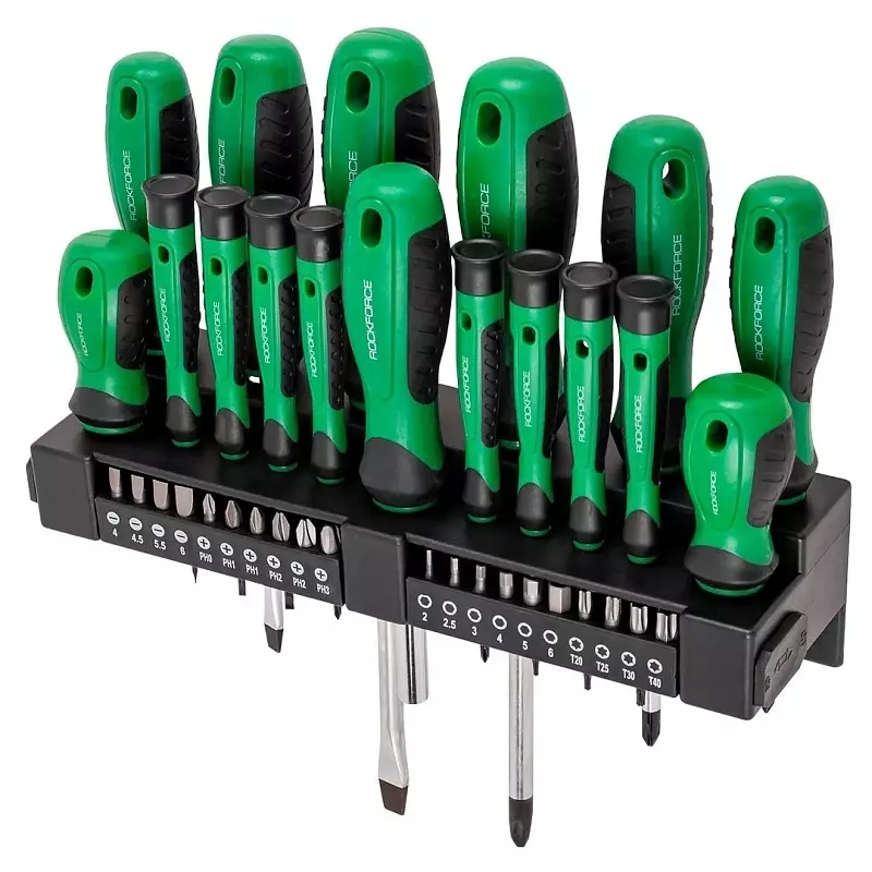 Rock Force Screwdriver Set with Bits CrV Straight Rod SL, PH, T 38 - 150 mm Length, RF-7037 (Pack of 37 Pcs)