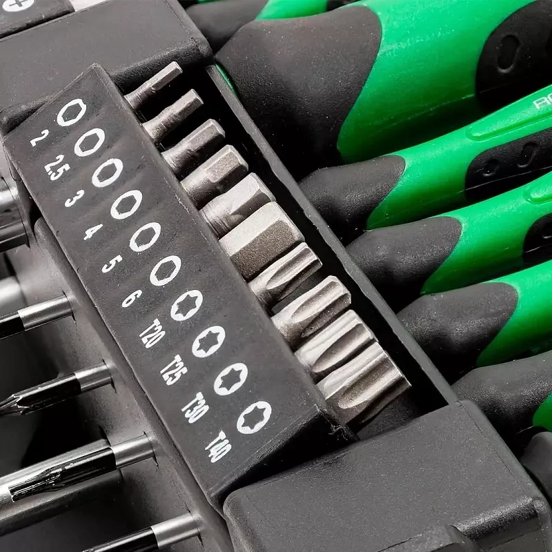 Rock Force Screwdriver Set with Bits CrV Straight Rod SL, PH, T 38 - 150 mm Length, RF-7037 (Pack of 37 Pcs)