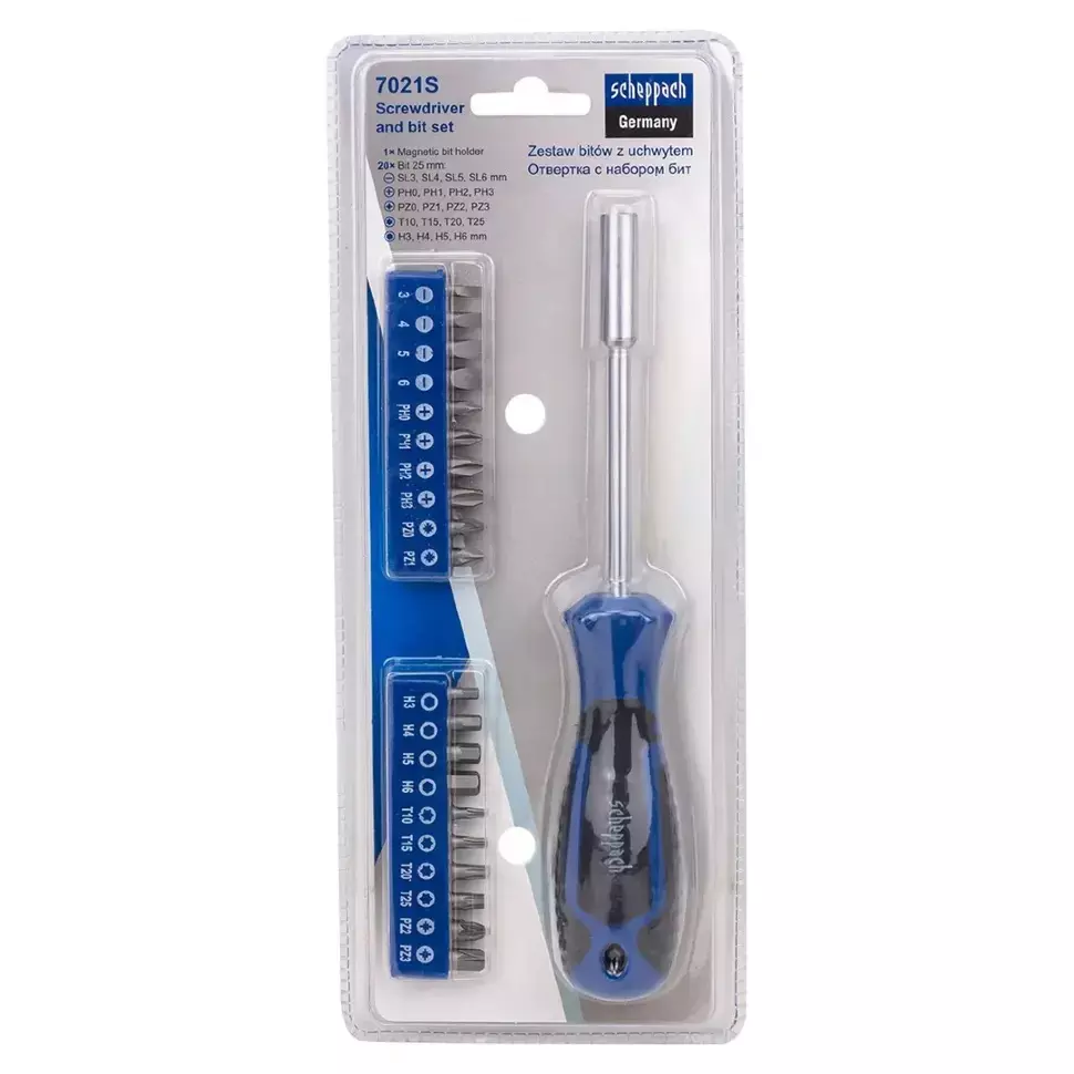 Scheppach 21 Pcs Screwdriver Set with Bits Combined CR-V, Sch-7021S