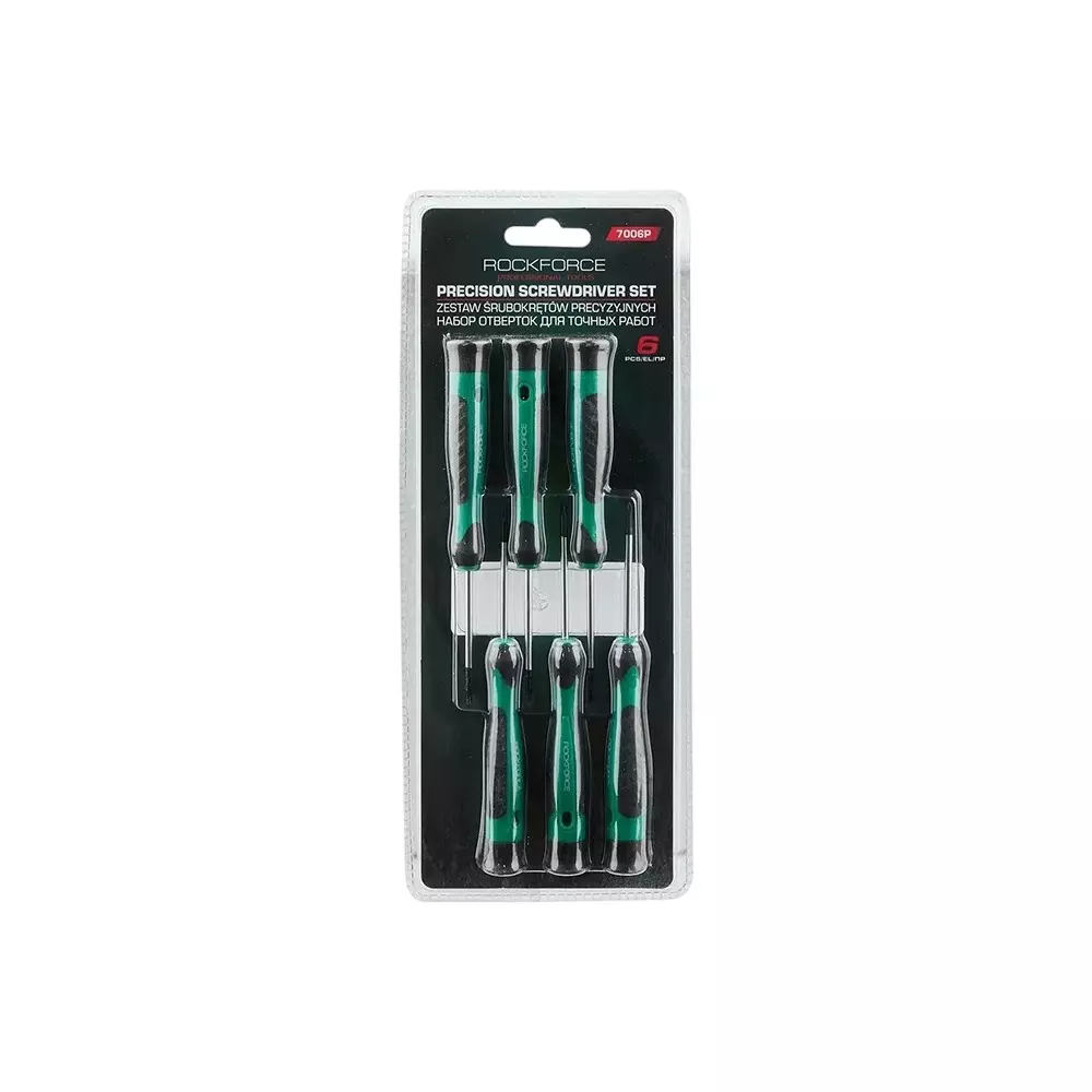 Rock Force Precision Screwdriver Set Steel SL 2, 2.5:, PH 00, 0:, T8, T10 Slotted SL, PH Straight Handle, RF-7006P (Pack of 6 Pcs)