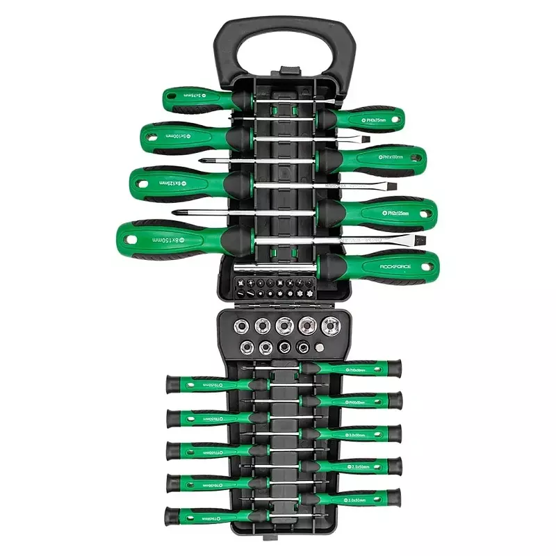 Rock Force Screwdriver Set with Bits CrV Straight Rod PH, PZ, SL, T 50 mm Length, RF-7044 (Pack of 44 Pcs)