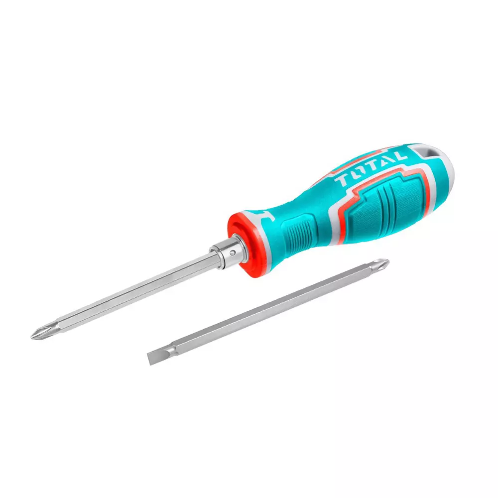 Total 2 in 1 Screwdriver Set CR-V Blade Interchangeable Handle PH1 & SL5, 5x135 mm, THT250226