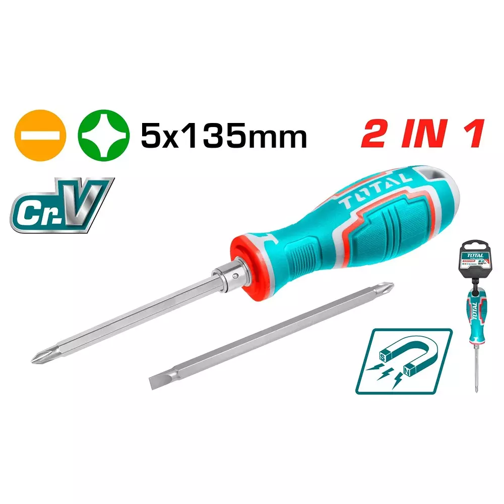 total-2-in-1-screwdriver-set-cr-v-blade-interchangeable-handle-ph1-sl5-5x135-mm-tht250226