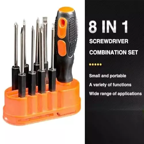 Malfah Enterprises 8-in-1 Screwdriver Set 1.6, 3, 4, 5 mm Hex Head ABS, KS-2039