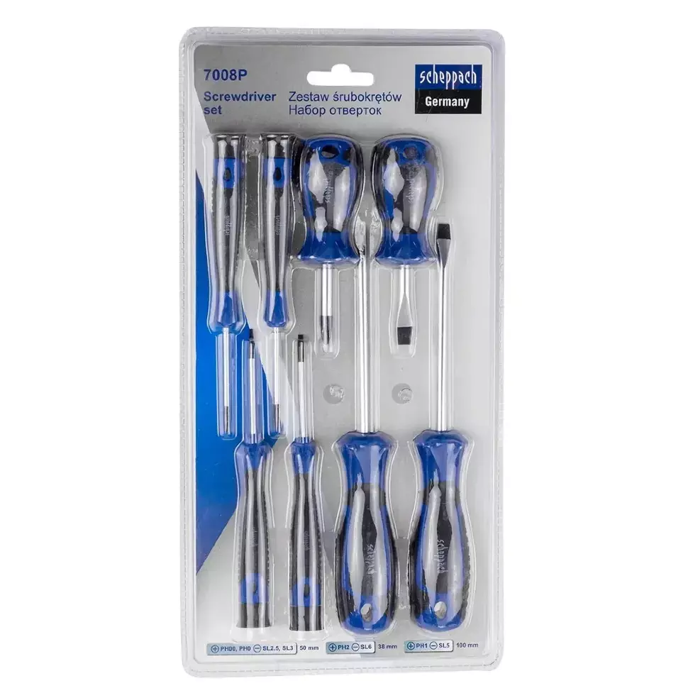 Scheppach 8 Pcs Jewelry + Standard Screwdriver Set Combined CR-V, Sch-7008P