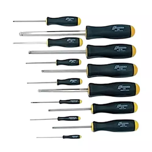 Bondhus BriteGuard Plated Ball End Screwdriver Set 0.050 to 3/8 inch Size, 16637 (Set of 13)