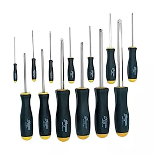 Bondhus BriteGuard Plated Ball End Screwdriver Set 0.050 to 3/8 inch Size, 16637 (Set of 13)