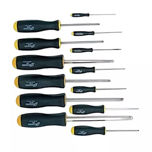 Bondhus BriteGuard Plated Ball End Screwdriver Set 0.050 to 3/8 inch Size, 16637 (Set of 13)