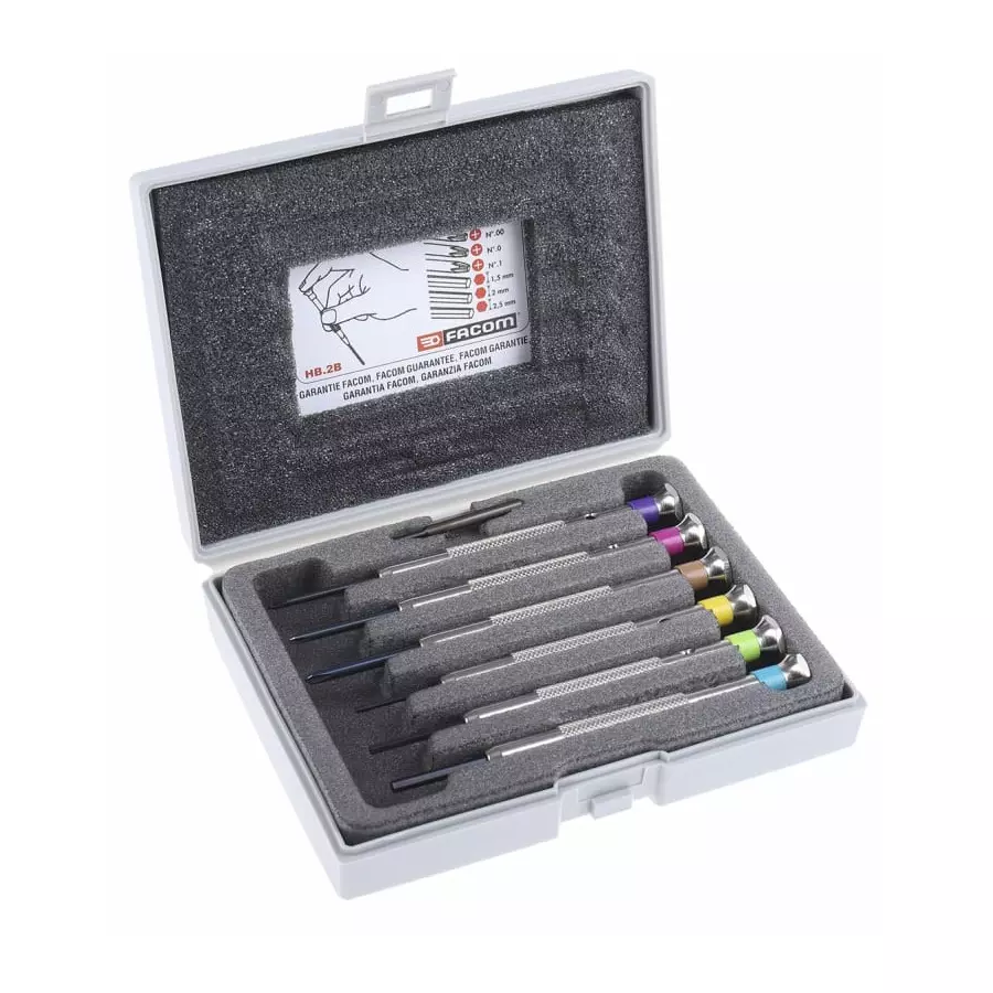 Facom Hexagon Phillips Precision Screwdriver Set, 6-Piece, HB.2B