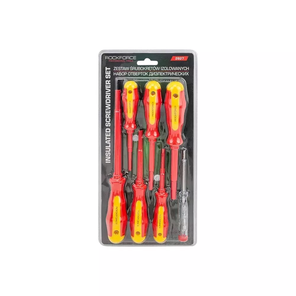 Rock Force Dielectric Screwdriver Set SL 3, 5 & 6:, PH 0, 1 & 2 Slotted SL, PH Straight Handle, RF-2827 (Pack of 7 Pcs)