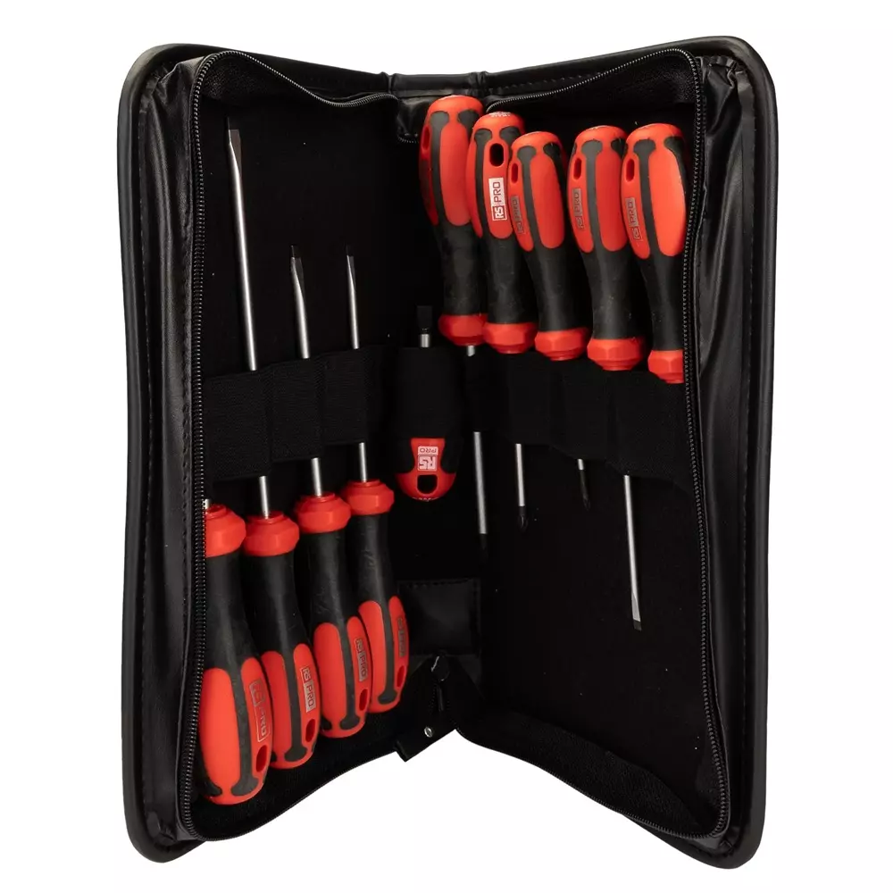 RS PRO Screwdriver Set 10 Piece Pozidriv, Slotted, 2539679