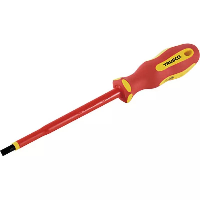 TRUSCO Insulated Screwdriver 145 mm Overall Length Minus Tip, TZD-2.5-75