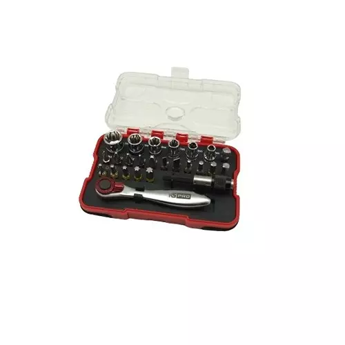 RS PRO Ratchet Bit Set 25 Piece Hex 25 mm 1/4 Inch Flat, Phillips, Pozidriv, Torx, 102708