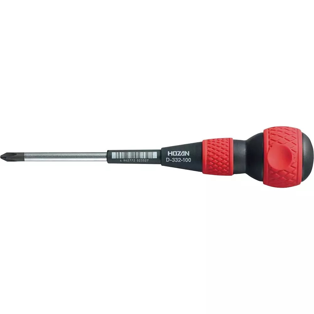HOZAN Soft Grip Screwdriver Φ mm Shank Dia No.2 Tip Size, D-332-100