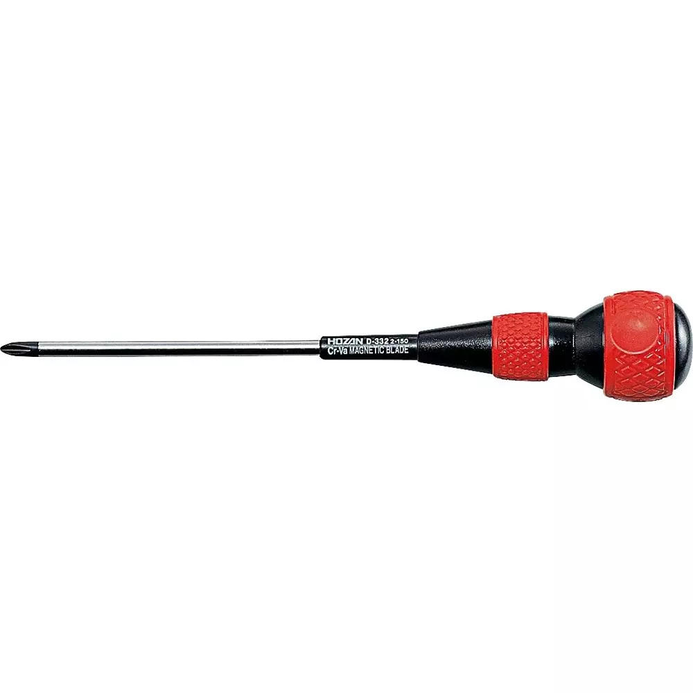HOZAN Soft Grip Screwdriver Φ mm Shank Dia No.2 Tip Size, D-332-150