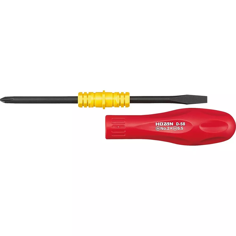 HOZAN Screwdriver Φ mm Shank Dia (+)No.2, (-)5.5x0.9 mm Tip Size, D-58