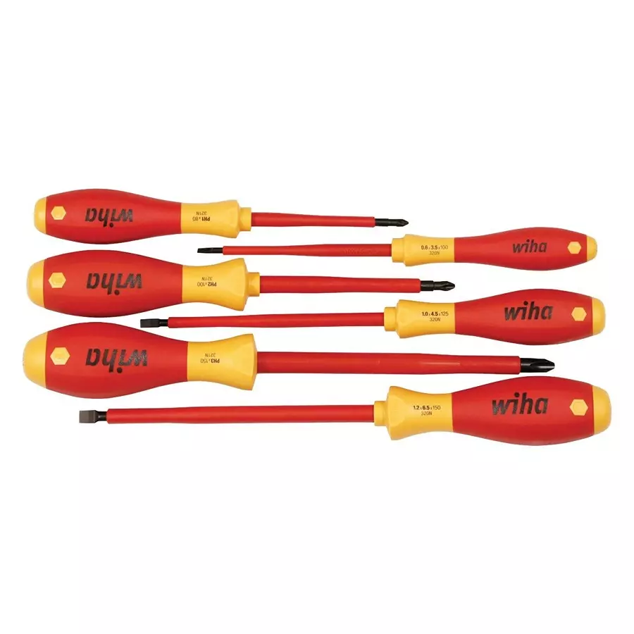 WIHA INSULATED SCREWDRIVER SET, 6 PC., 32092.