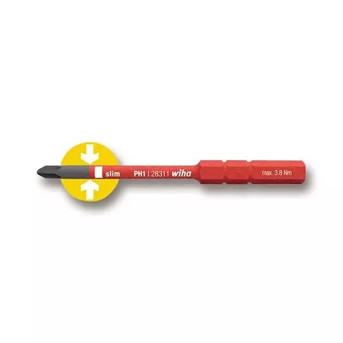 WIHA BIT, VDE, INTERCHANGEABLE, PH1X90MM, 34583