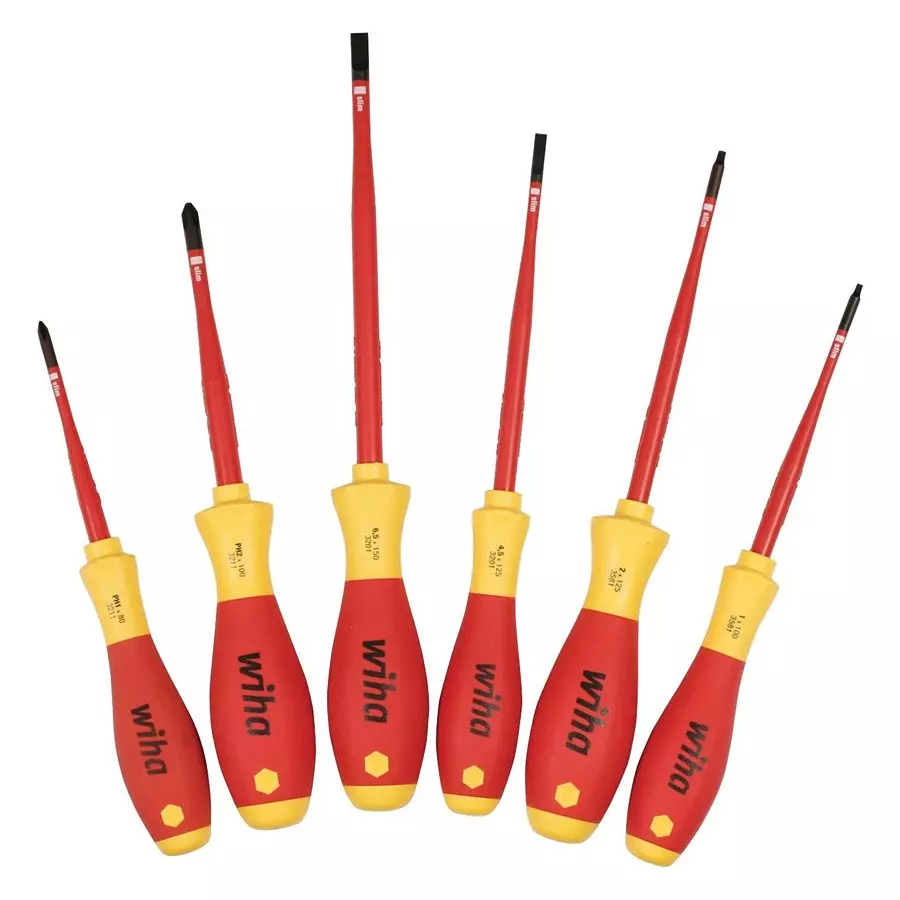 WIHA INSULATED SLIMLINE SCREWDRIVER SET, 6PC, 32196