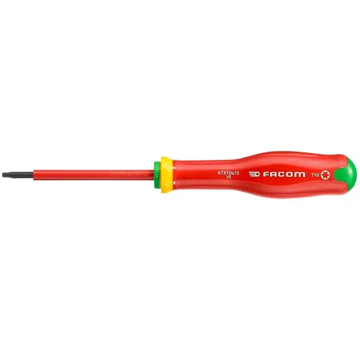 Facom TorxScrewdriver, T10 Tip, VDE/1000V, ATX10X75VE