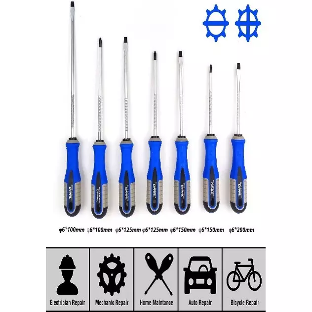 DANMI Screw Driver Set Blue & Silver Chrome Vanadium Steel, 160197 (Pack of 7 Pcs)