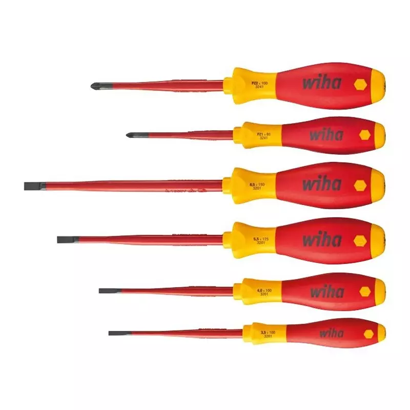 WIHA Screwdriver Set, Slotted/Pozidriv, 6Pcs, 36455