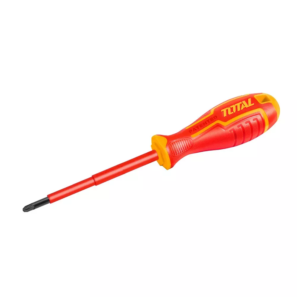 Total Insulated Screwdriver PZ1 x 80 mm New Design Handle Round Shank 1000 V Chrome Vanadium Steel, THTISPZ180
