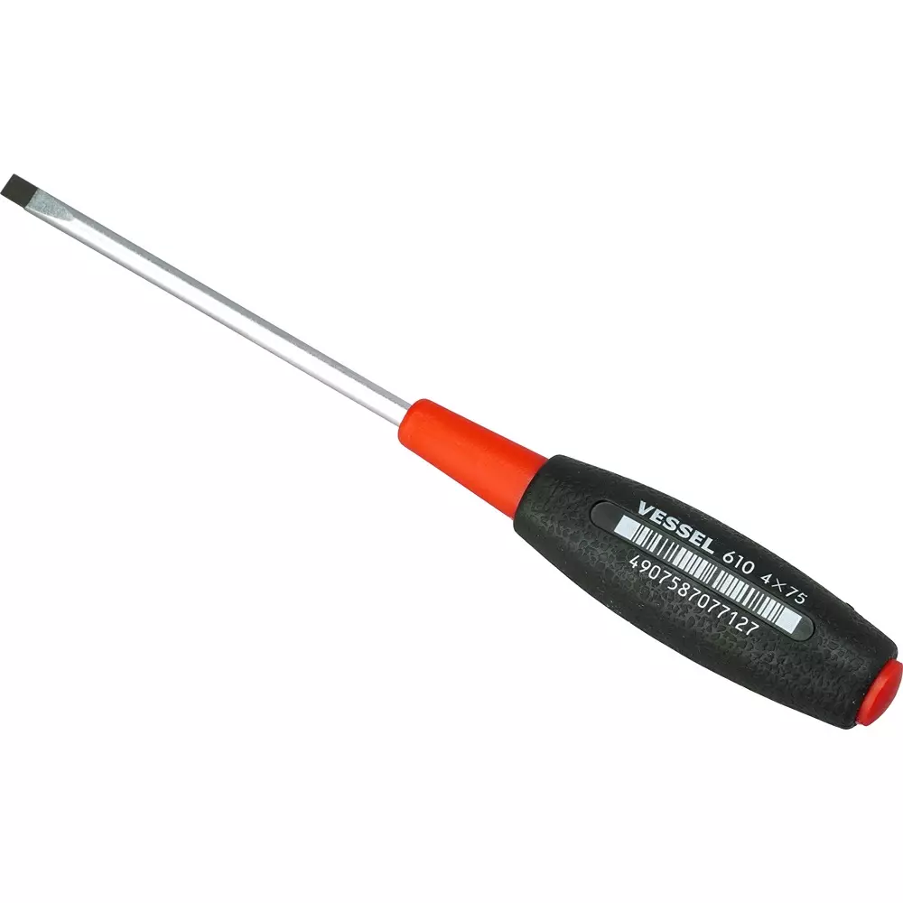 Vessel Cushioned Grip Screwdriver 162 mm Overall Length Minus Tip, 610 -4X75