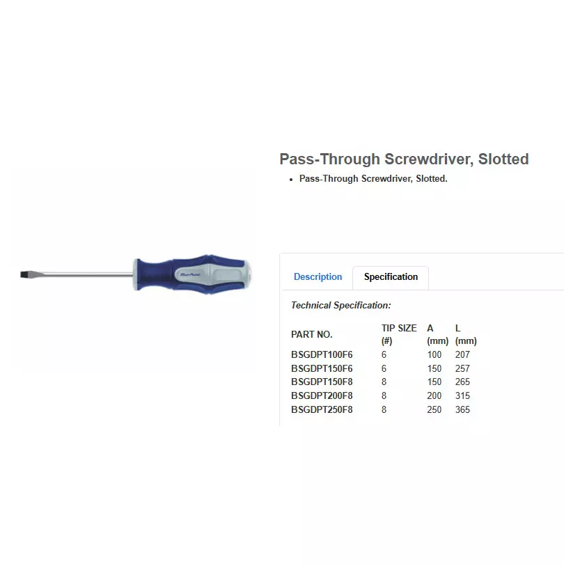 blue-point-pass-through-screwdriver-slotted-type-with-oil-resistant-bi-material-handle-8-mm-tip-size-and-265-mm-overall-length-bsgdpt150f8