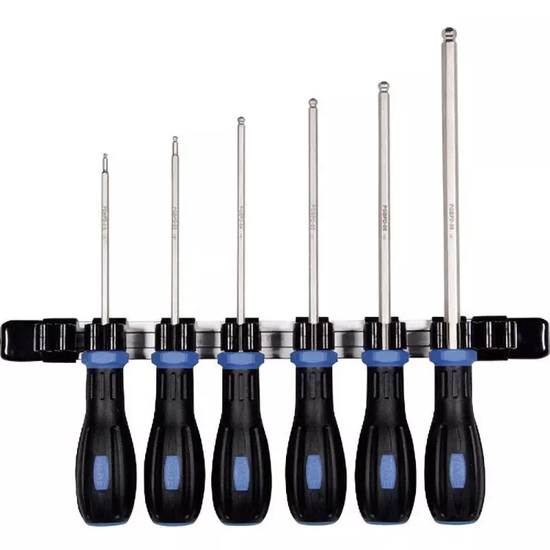 TONE Power Grip Ball Point Driver Set 2.5, 3, 4, 5, 6, 8 mm, PGBPD600 (Set of 6 Pcs)