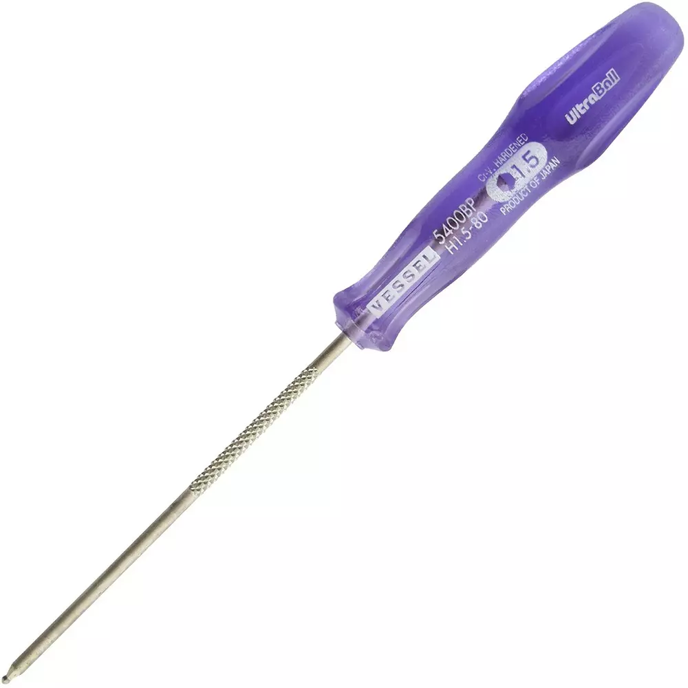 Vessel Ultra-Ball Screwdriver 155 mm Overall Length Hexagon ball point Tip, 1.5×80