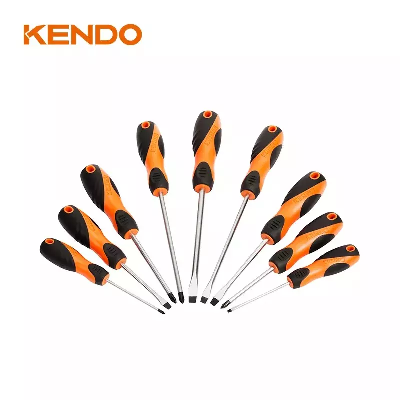 kendo-screwdriver-set-with-plastic-rack-cr-v-material-tpr-handle-20214-set-of-9-pcs