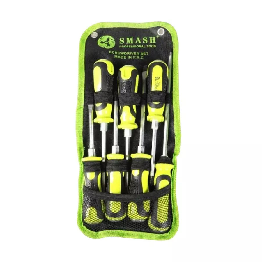 Darit Smash 7 Pcs Screwdriver Kit Chrome Vanadium Steel Yellow for Multi Purpose Use, AM 285