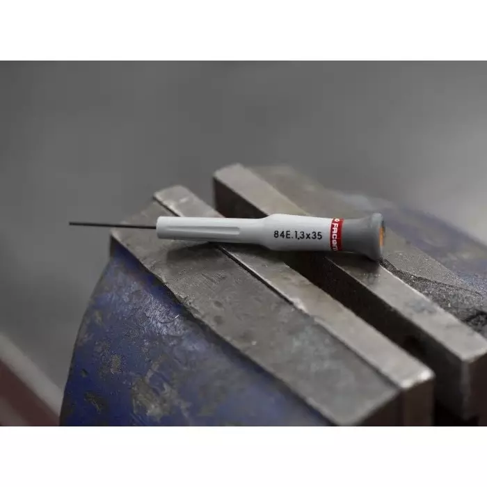 Facom Hexagon Precision Screwdriver, 1,3 mm Tip, 35 mm Blade, 117 mm Overall, 84E.1.3X35