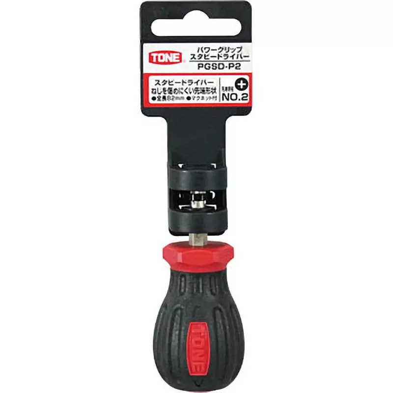TONE Power Grip Stubby Driver Plus 25 mm Shaft 82 mm Overall Length, PGSD-P2