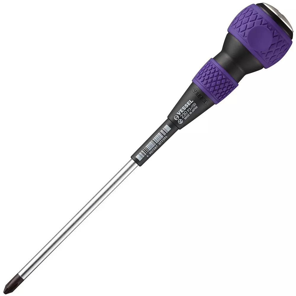 Vessel Ball Grip Thru Screwdriver 250 mm Overall Length Plus Tip, 230 +2X150