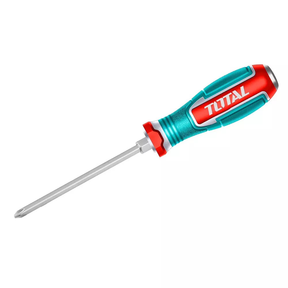 Total Phillips Go-Through Screwdriver S2 Steel Magnetic Tip 8 mm Hex Shank PH3 x 200 mm, TGTPH3200
