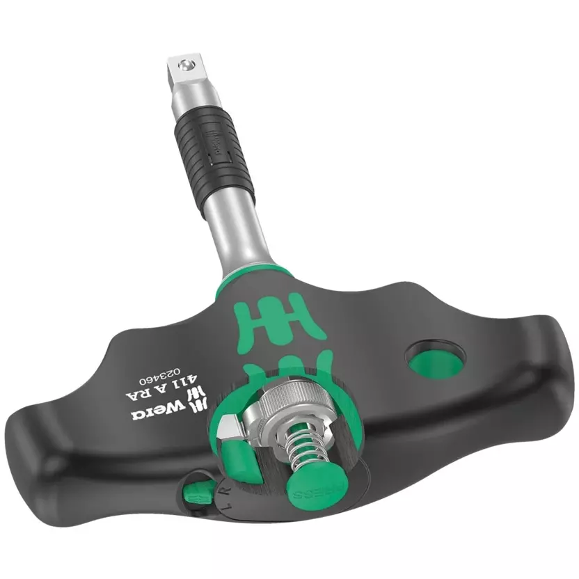 Wera 411 RA T-Handle Adapter Screwdriver with 45 mm Blade Length and 1/4 inch (6.35 mm) Square Head Tip, 5023460001