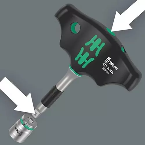 wera-411-ra-t-handle-adapter-screwdriver-with-45-mm-blade-length-and-14-inch-635-mm-square-head-tip-5023460001