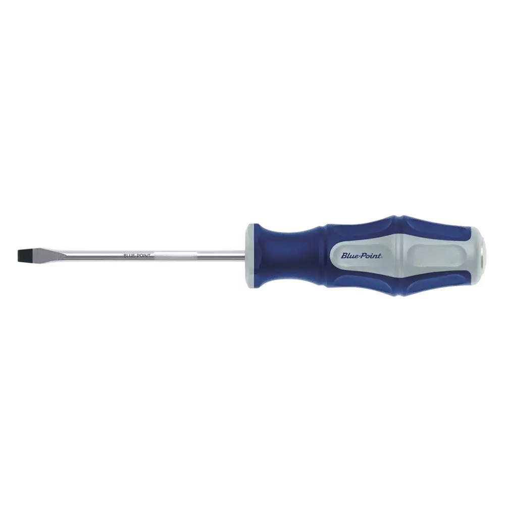 Blue-Point Pass-Through Screwdriver Slotted Type with Oil Resistant Bi-Material Handle, 6 mm Tip Size and 257 mm Overall Length, BSGDPT150F6