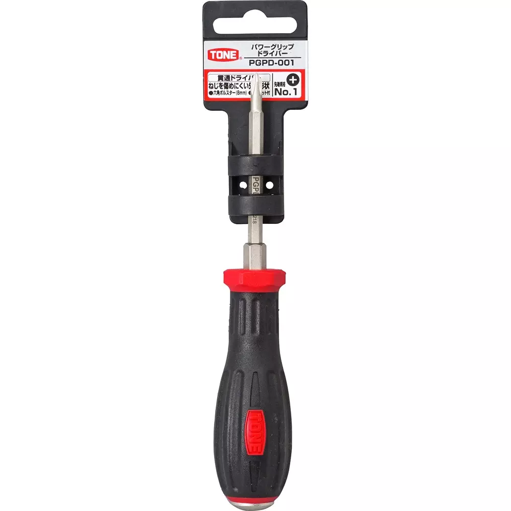TONE Power Grip Screwdriver Plus Tip Type No.1 Size, PGPD-001