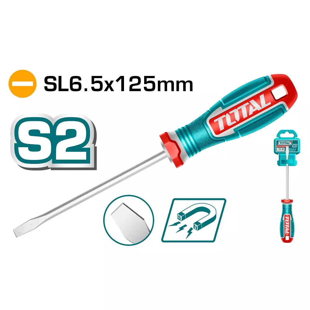 total-slotted-screwdriver-with-strong-magnetic-125-mm-blade-length-slotted-sl65-magnetic-round-shank-tsdsl6125