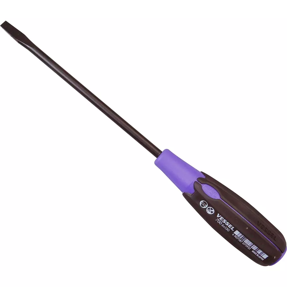 Vessel Super Cushion Screwdriver 265 mm Overall Length Minus Tip, 700 -6X150