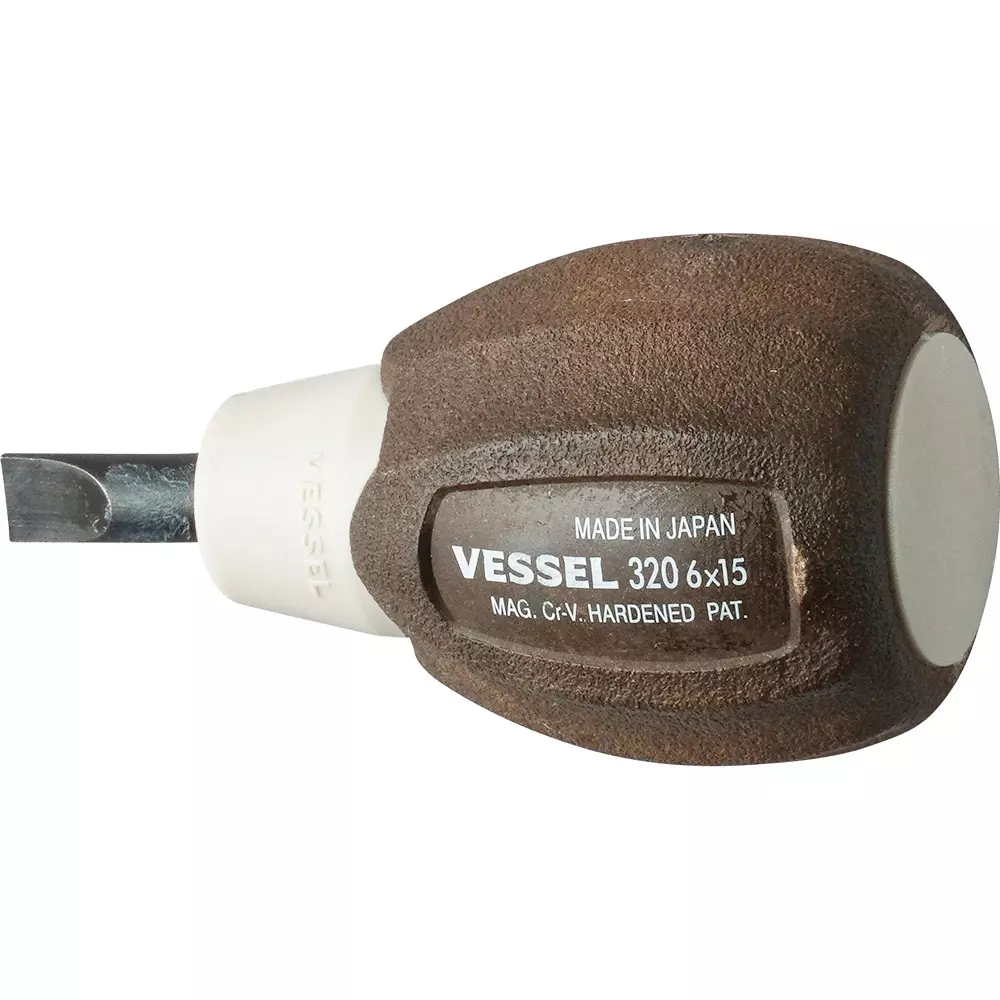 Vessel Woody Stubby Screwdriver Minus Tip, 0320-6-15