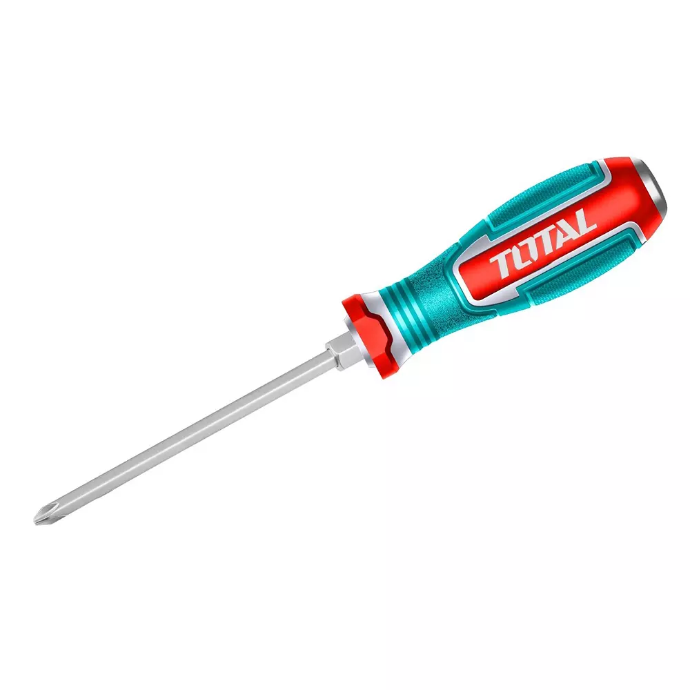 Total Phillips Go-Through Screwdriver S2 Steel Magnetic Tip Hex Shank PH2 x 150 mm, TGTPH2150