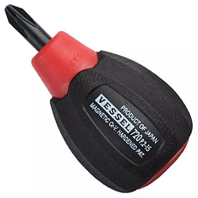 Vessel Super Cushion Stubby Screwdriver 15 mm Shaft Length, 720 +2X15